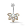 14K Gold Plated Iridescent Crystal Belly Button Ring - 14G 3/8”