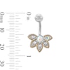 14K Gold Plated Iridescent Crystal Belly Button Ring - 14G 3/8”