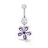 Thumbnail Image 1 of Solid Stainless Steel and Brass Tri-Color CZ Flower Dangle Belly Button Ring - 14G 3/8”