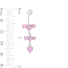 Thumbnail Image 2 of Solid Stainless Steel Pink CZ Clusters Dangle Belly Button Ring - 14G 3/8”