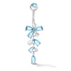 Thumbnail Image 1 of Solid Stainless Steel CZ Blue Flower Dangle Belly Button Ring - 14G 3/8"
