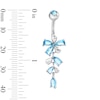Thumbnail Image 2 of Solid Stainless Steel CZ Blue Flower Dangle Belly Button Ring - 14G 3/8"