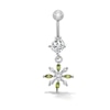 Solid Stainless Steel and Copper CZ Snowflake Dangle Belly Button Ring - 14G 3/8”