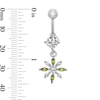 Solid Stainless Steel and Copper CZ Snowflake Dangle Belly Button Ring - 14G 3/8”