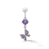 Thumbnail Image 1 of Solid Stainless Steel Purple CZ Butterfly Dangle Belly Ring - 14G 3/8"