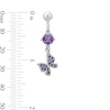 Thumbnail Image 2 of Solid Stainless Steel Purple CZ Butterfly Dangle Belly Ring - 14G 3/8"