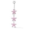 Thumbnail Image 1 of Solid Stainless Steel CZ Pink Marquise Belly Button Ring - 14G 3/8"
