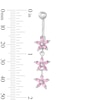 Thumbnail Image 2 of Solid Stainless Steel CZ Pink Marquise Belly Button Ring - 14G 3/8"