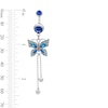 Thumbnail Image 2 of Solid Stainless Steel Blue and Yellow Crystal Butterfly Dangle Belly Ring - 14G 3/8"
