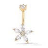 Thumbnail Image 1 of Yellow Ion Plated CZ Flower Belly Button Ring - 14G 3/8”