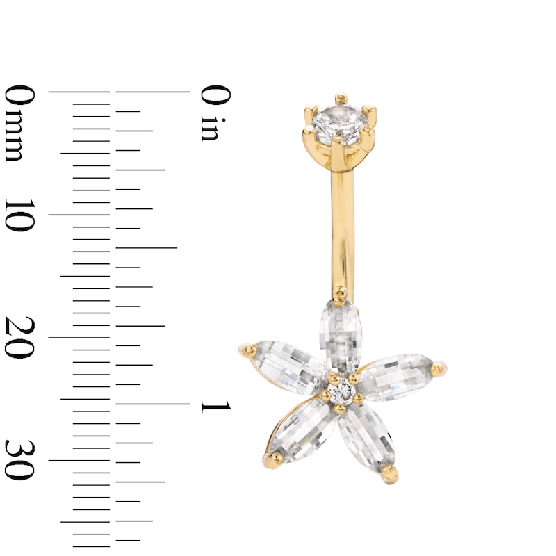 Main Image 2 of Yellow Ion Plated CZ Flower Belly Button Ring - 14G 3/8”