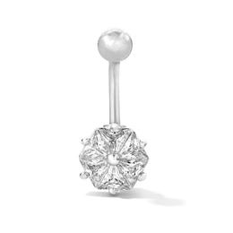 Solid Stainless Steel CZ Belly Button Ring - 14G 3/8"