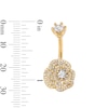 Yellow Ion Plated CZ Flower Belly Button Ring - 14G 3/8"