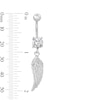 Thumbnail Image 2 of Solid Stainless Steel CZ Feather Dangle Belly Button Ring - 14G 3/8"