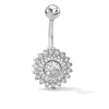 Thumbnail Image 1 of Solid Stainless Steel CZ Flower Belly Button Ring - 14G  3/8"