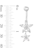 Thumbnail Image 2 of Solid Stainless Steel CZ Double Flower Belly Button Ring - 14G 3/8"