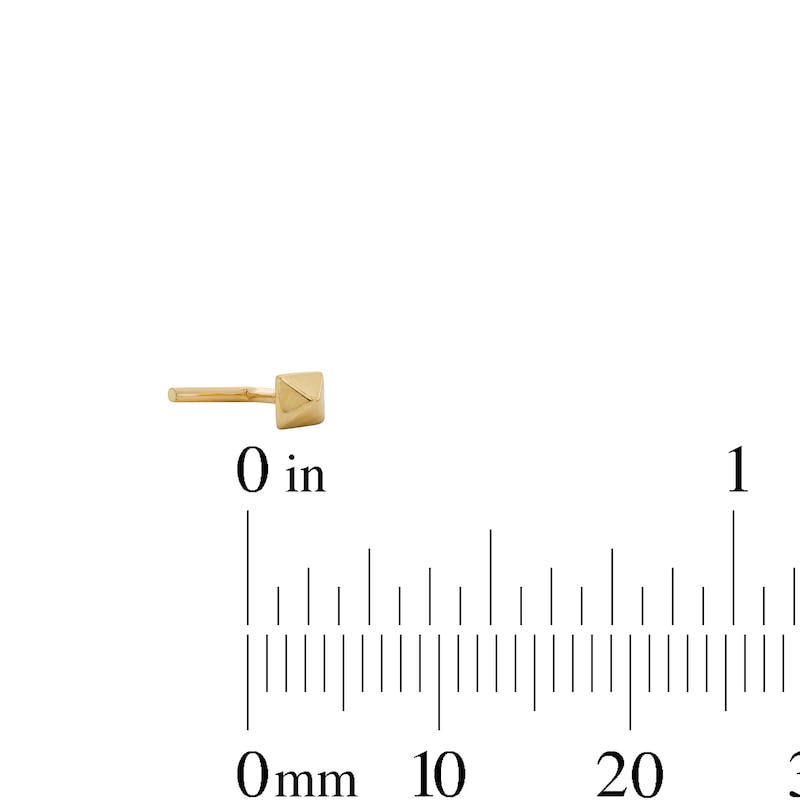 Main Image 3 of 14K Gold Ball and Pyramid Nose Stud Set - 20G