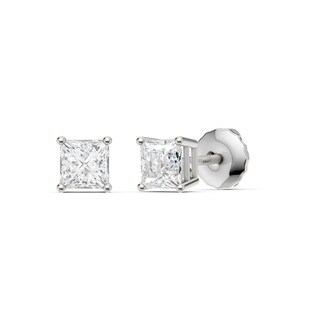 10K Solid White Gold / CT. T.W. Lab-Grown Diamond Square Studs