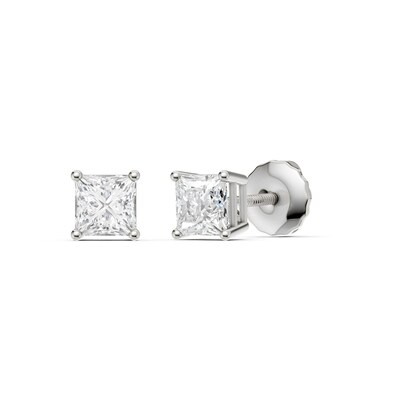 10K Solid White Gold / CT. T.W. Lab-Grown Diamond Square Studs