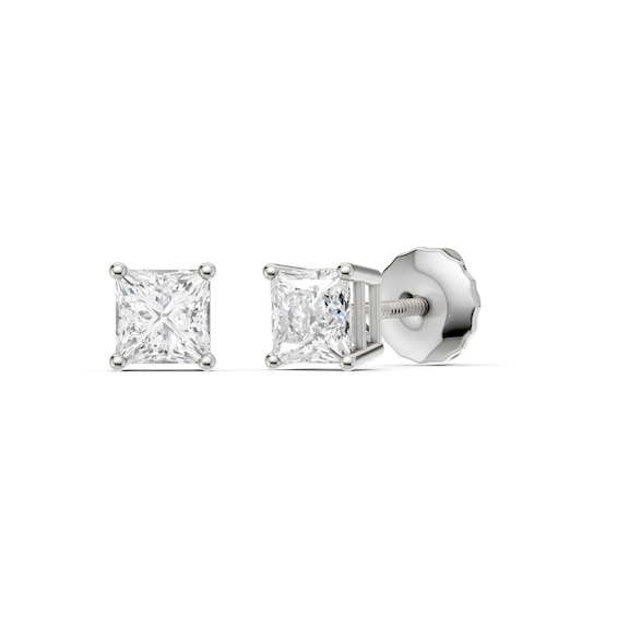 10K Solid White Gold / CT. T.W. Lab-Grown Diamond Square Studs