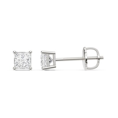 10K Solid White Gold / CT. T.W. Lab-Grown Diamond Square Studs