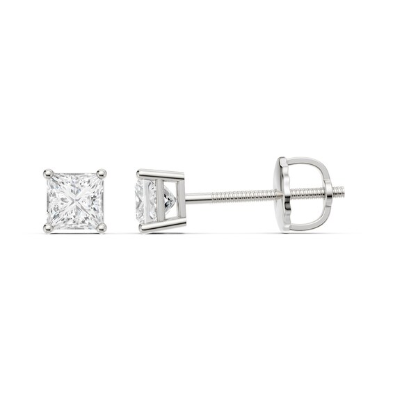 10K Solid White Gold / CT. T.W. Lab-Grown Diamond Square Studs