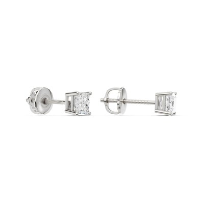 10K Solid White Gold / CT. T.W. Lab-Grown Diamond Square Studs