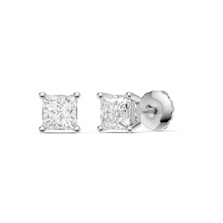 10K Solid White Gold / CT. T.W. Lab-Grown Diamond Square Studs