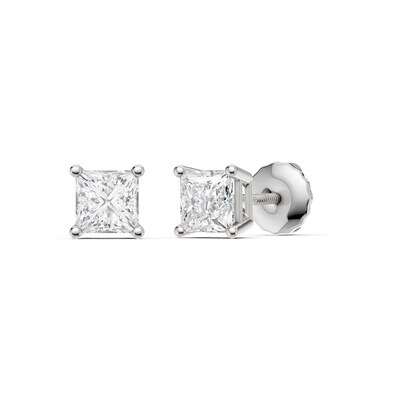 10K Solid White Gold / CT. T.W. Lab-Grown Diamond Square Studs