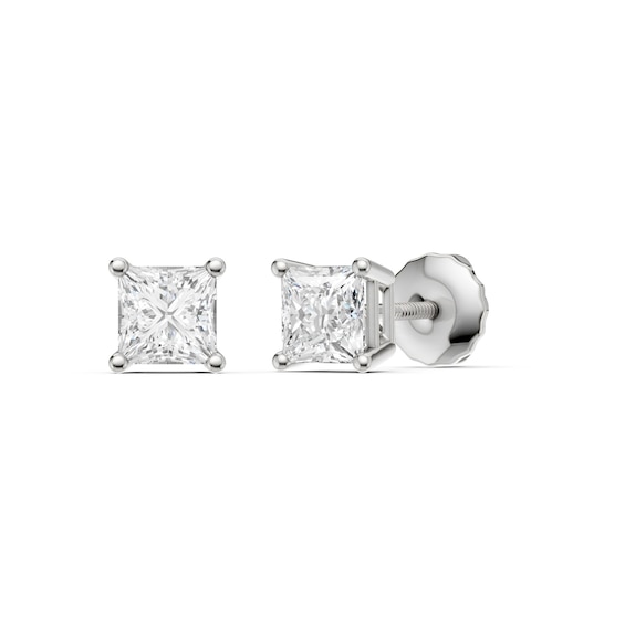10K Solid White Gold / CT. T.W. Lab-Grown Diamond Square Studs