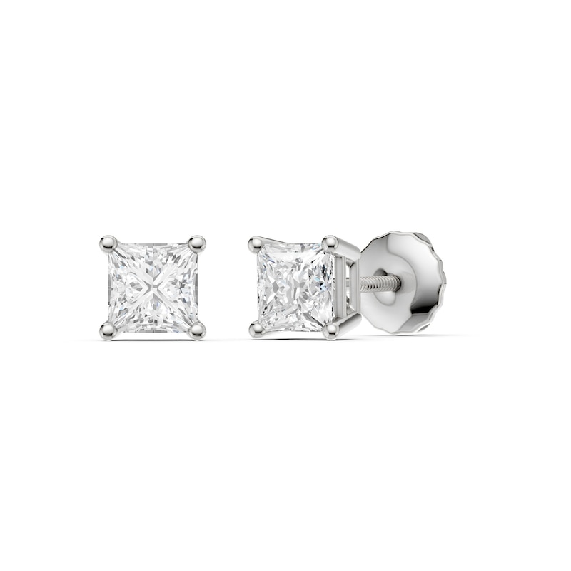 10K Solid White Gold / CT. T.W. Lab-Grown Diamond Square Studs