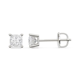 10K Solid White Gold / CT. T.W. Lab-Grown Diamond Square Studs
