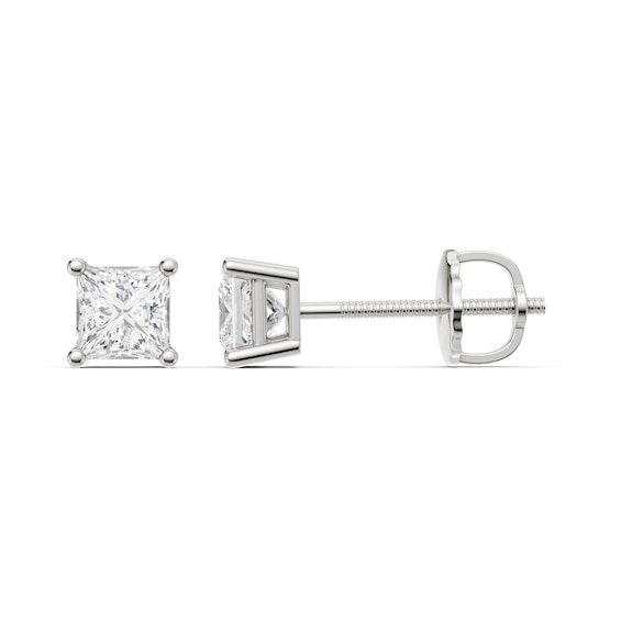 10K Solid White Gold / CT. T.W. Lab-Grown Diamond Square Studs