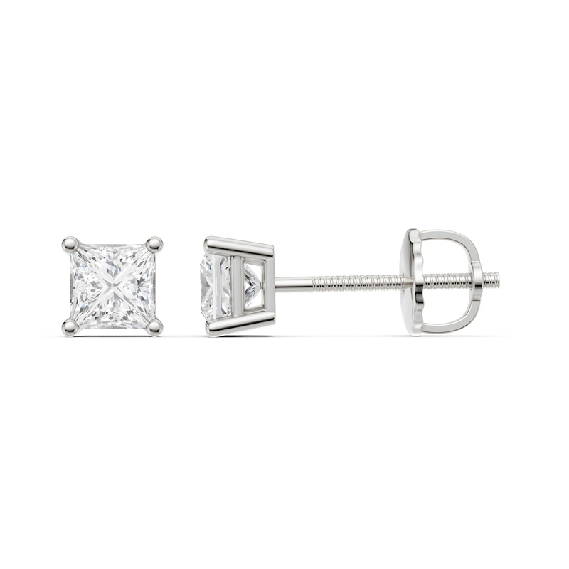 10K Solid White Gold / CT. T.W. Lab-Grown Diamond Square Studs