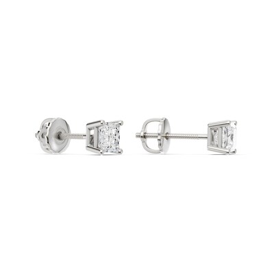 10K Solid White Gold / CT. T.W. Lab-Grown Diamond Square Studs