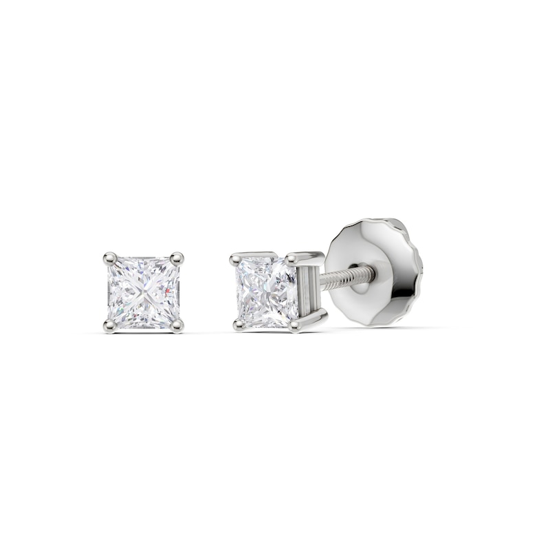 Main Image 1 of 10K Solid White Gold 1/4 CT. T.W. Lab-Grown Diamond Square Studs