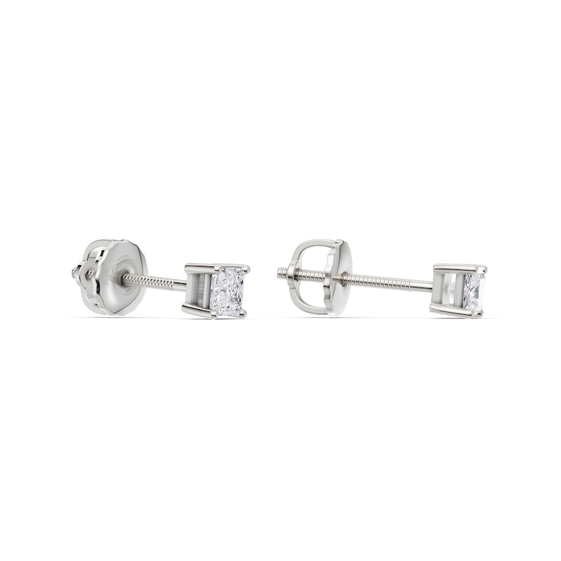 Main Image 3 of 10K Solid White Gold 1/4 CT. T.W. Lab-Grown Diamond Square Studs