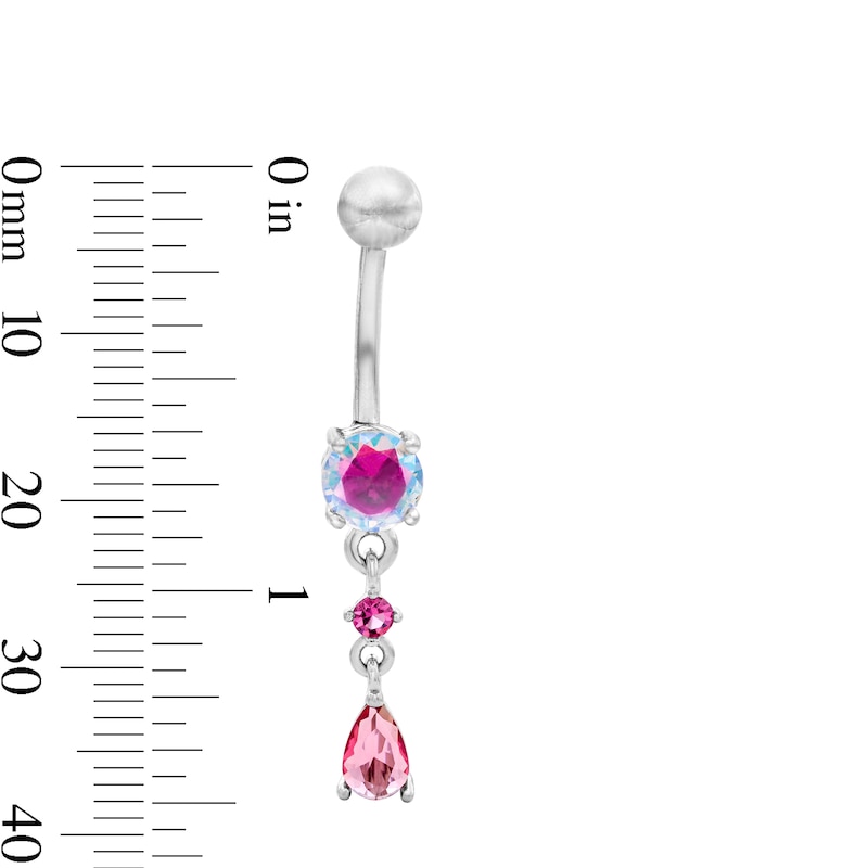 Main Image 3 of Solid Stainless Steel Multi Color CZ Belly Button Ring - 14G 3/8”