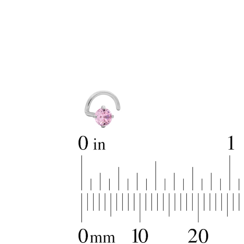 Main Image 2 of Semi-Solid Stainless Steel CZ and Simulated Opal Nose Stud and Ring Set - 20G 5/16”