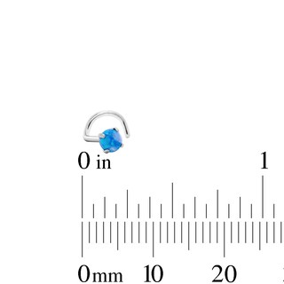 Semi-Solid Stainless Steel Simulated Opal and Blue CZ Nose Stud and Ring Set - 20G 5/16"