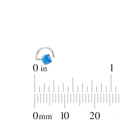 Semi-Solid Stainless Steel Simulated Opal and Blue CZ Nose Stud and Ring Set - 20G 5/16"