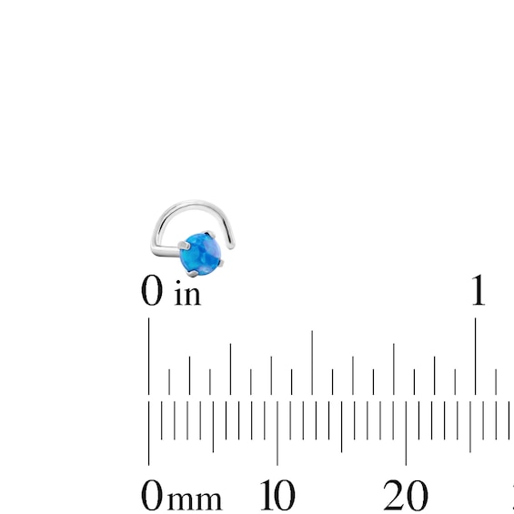Semi-Solid Stainless Steel Simulated Opal and Blue CZ Nose Stud and Ring Set - 20G 5/16"
