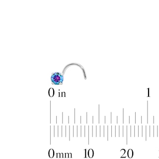 Semi-Solid Stainless Steel Simulated Opal and Blue CZ Nose Stud and Ring Set - 20G 5/16"