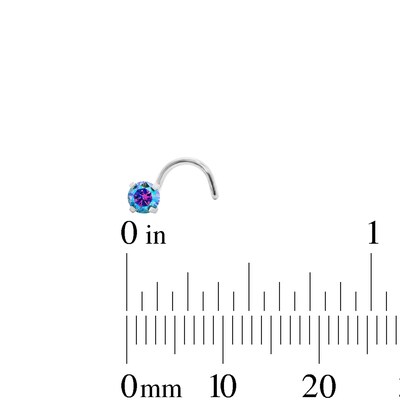 Semi-Solid Stainless Steel Simulated Opal and Blue CZ Nose Stud and Ring Set - 20G 5/16"