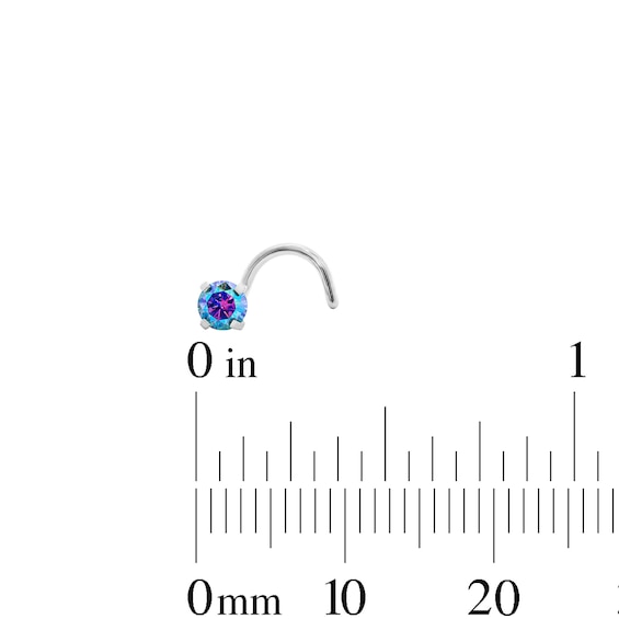 Semi-Solid Stainless Steel Simulated Opal and Blue CZ Nose Stud and Ring Set - 20G 5/16"
