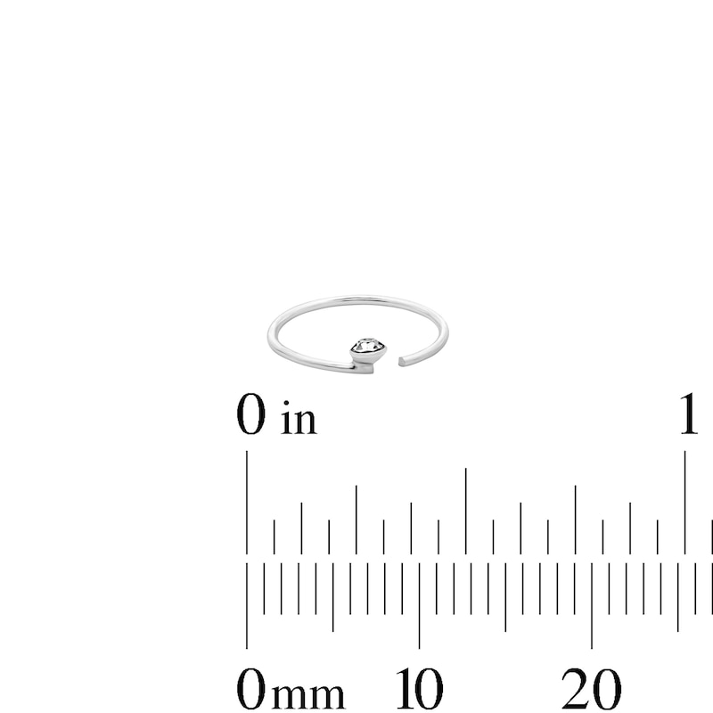 Main Image 3 of Semi-Solid Sterling Silver Crystal and CZ Nose Stud and Ring Set - 22G 3/8”