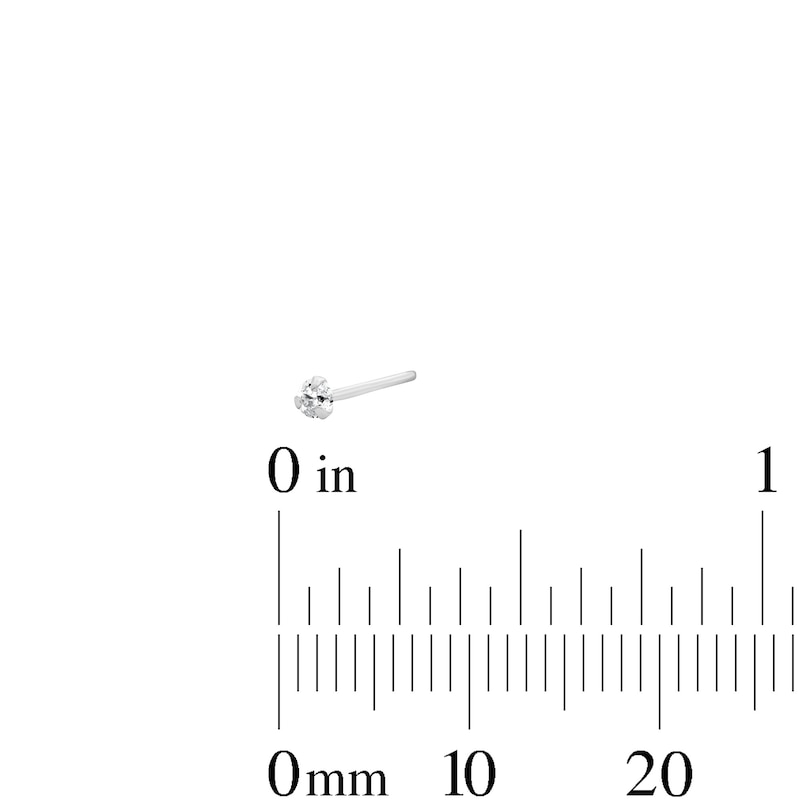 Main Image 4 of Semi-Solid Sterling Silver Crystal and CZ Nose Stud and Ring Set - 22G 3/8”