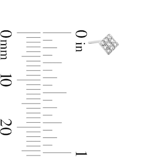 Semi-Solid Sterling Silver CZ Pavé Square, Solitaire and Ball Nose Stud Set - 22G 3/8”