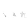 Semi-Solid Sterling Silver Ball, Triangle and Cross Nose Stud Set – 22G 3/8”
