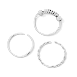 Semi-Solid Sterling Silver Nose Ring Set - 22G 3/8”